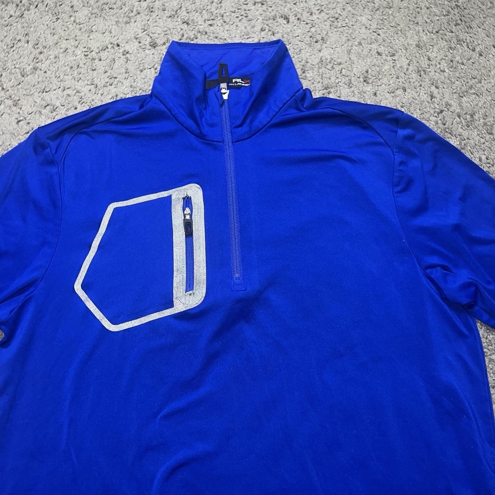 RLX Ralph Lauren Golf Mock Neck‎ 1/2 Zip Logo Pullover Active Mens Small Blue
